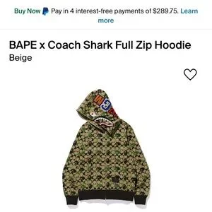 Bape | Sweaters | Bape X Coach Shark Full Zip Hoodie | Poshmark